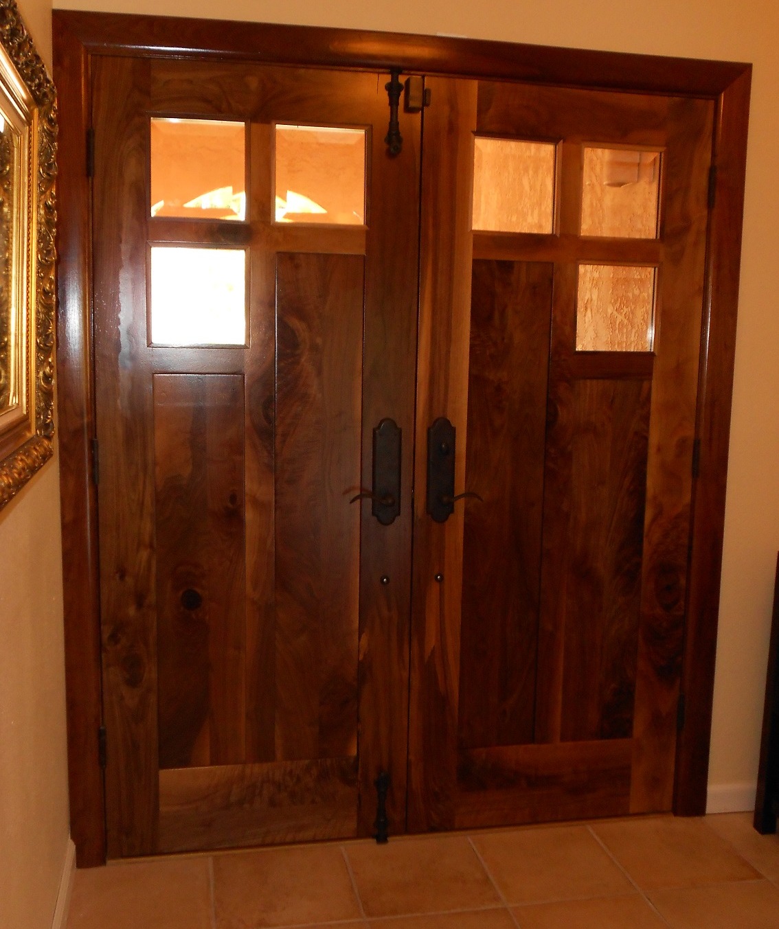 Front Entry Door - Walnut with Beveled Glass